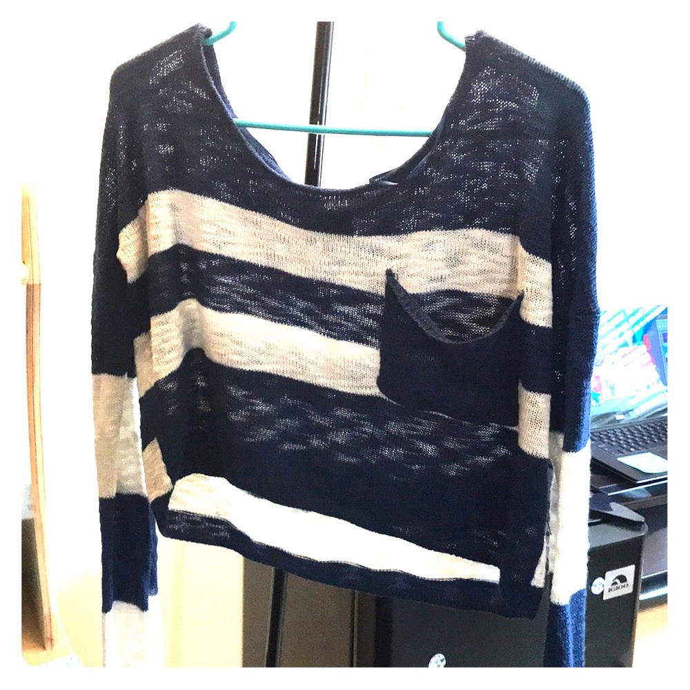 Blue and White Crop Top